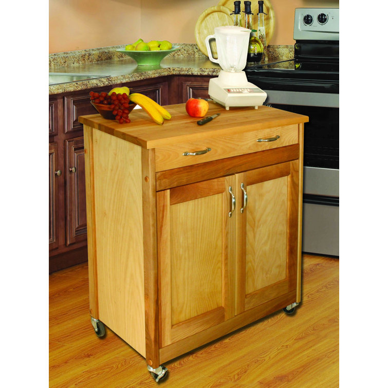 Winston Porter Chelwood 30'' Wide Rolling Kitchen Cart with Solid Wood